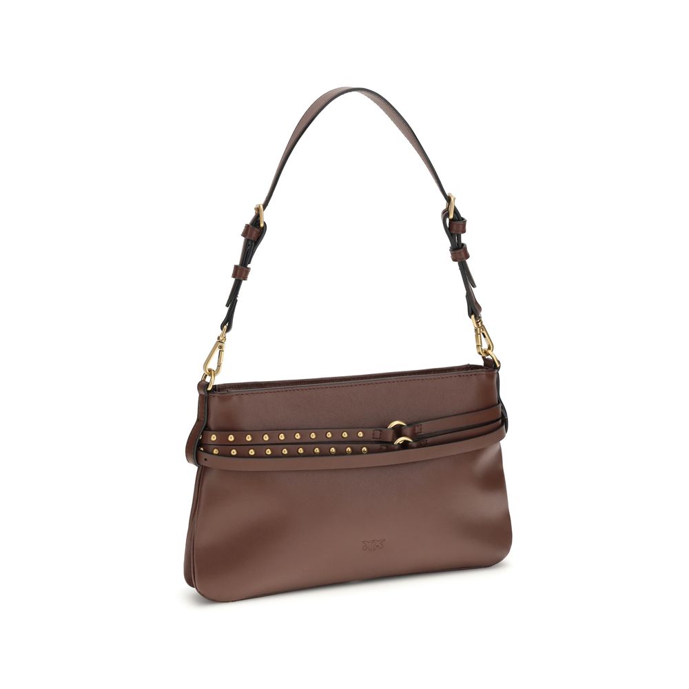 PINKO Brown Calf Leather Bos Taurus Shoulder Bag
