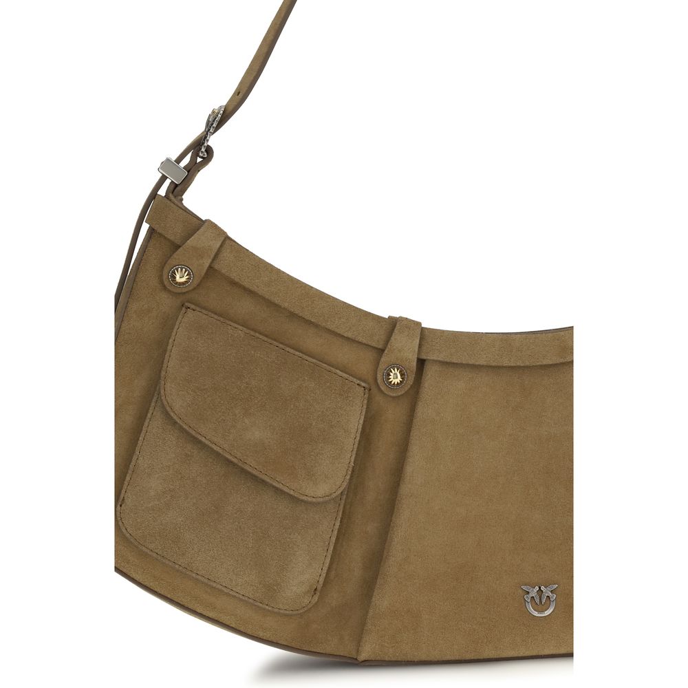 PINKO Beige Calf Leather Bos Taurus Shoulder Bag
