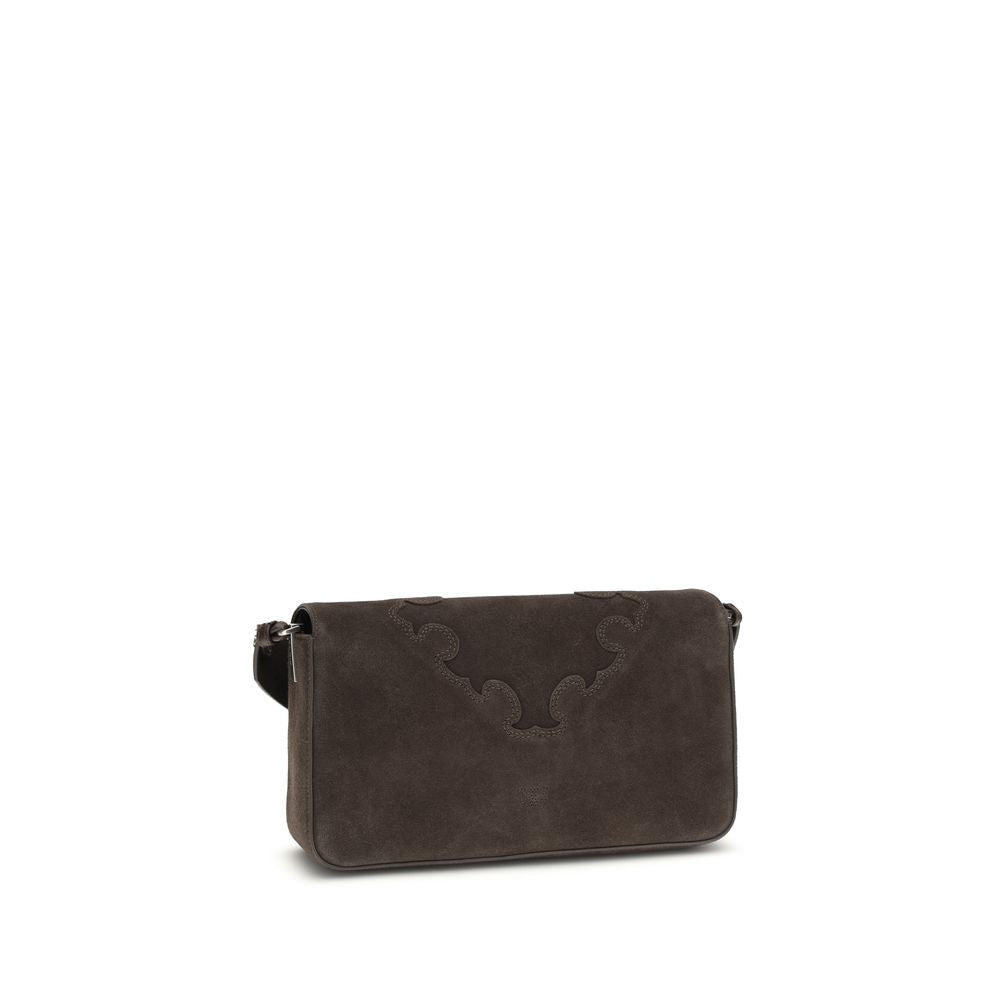 PINKO Brown Calf Leather Bos Taurus Shoulder Bag