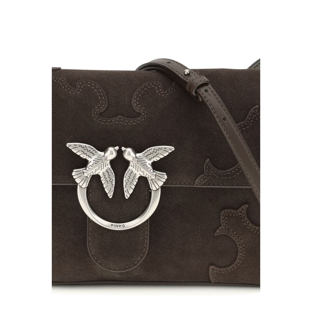 PINKO Brown Calf Leather Bos Taurus Shoulder Bag