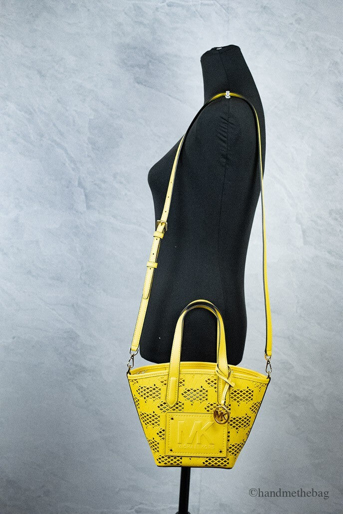 Michael Kors Kimber Small Daffodil Leather 2-In-1 Zip Tote Messenger Bag Purse