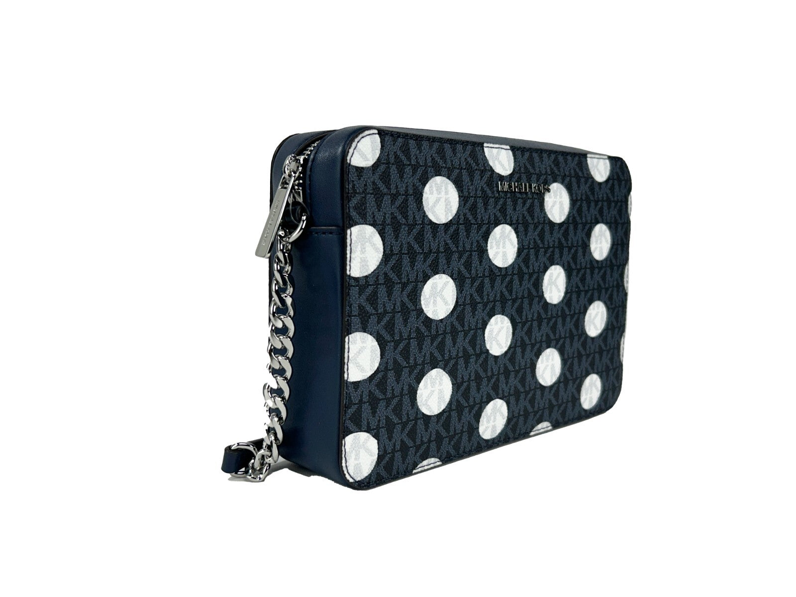 Michael Kors Women'S Jet Set Large Polka Dot Signature Logo Crossbody Bag (Navy) 35S5STTC3O-414