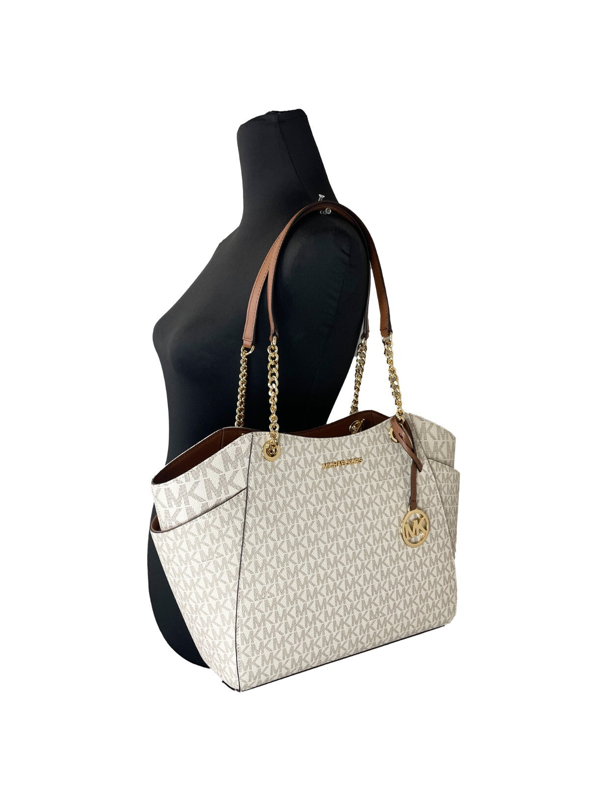 Michael Kors Jet Set Travel Large Logo Tote Vanilla