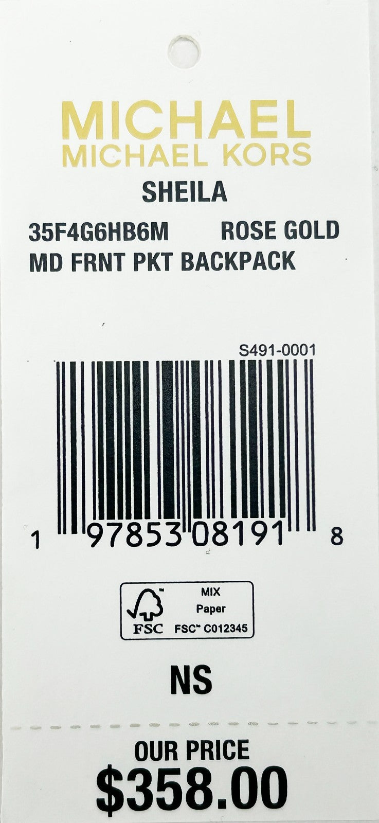 Michael Kors Sheila Medium PVC Backpack Bookbag