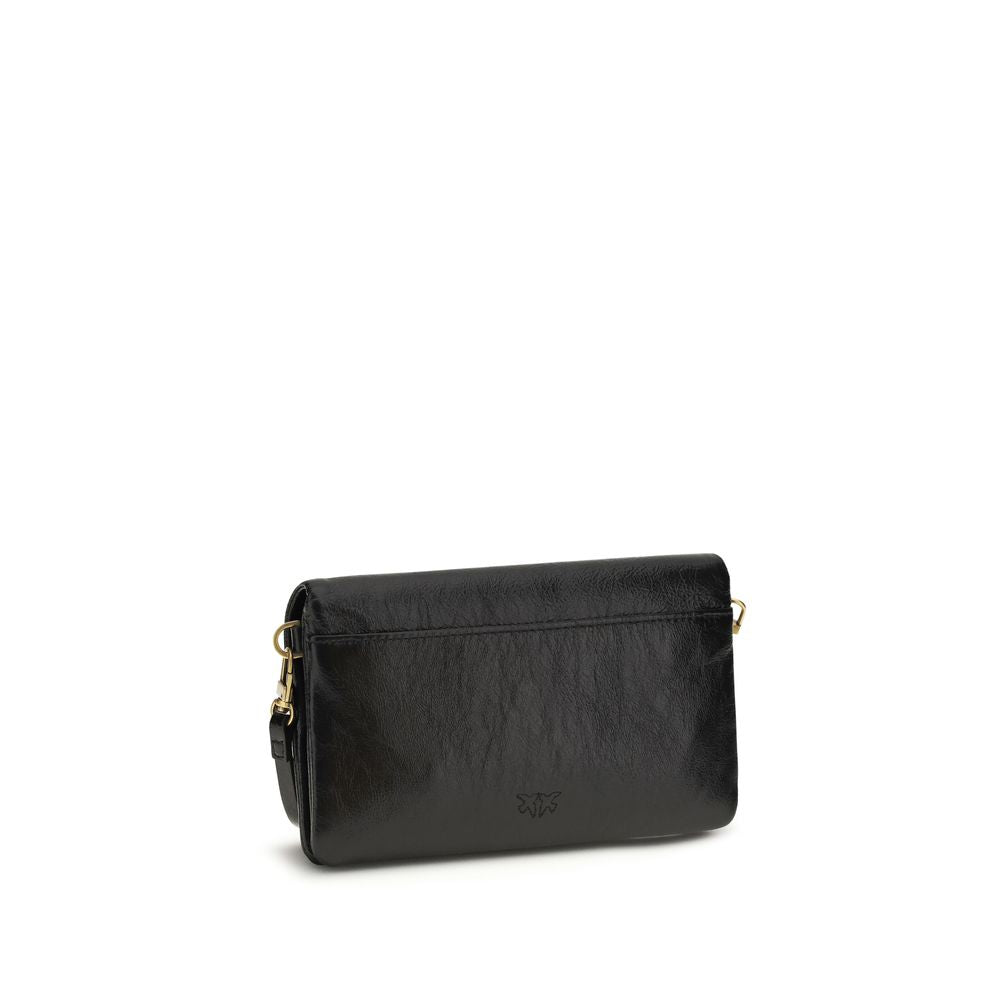 PINKO Black Calf Leather Bos Taurus Shoulder Bag