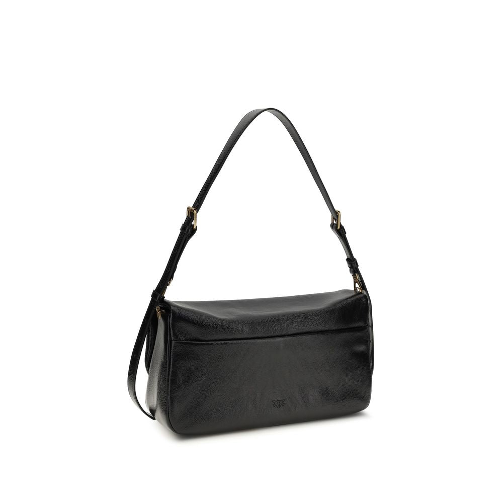 PINKO Black Calf Leather Bos Taurus Shoulder Bag