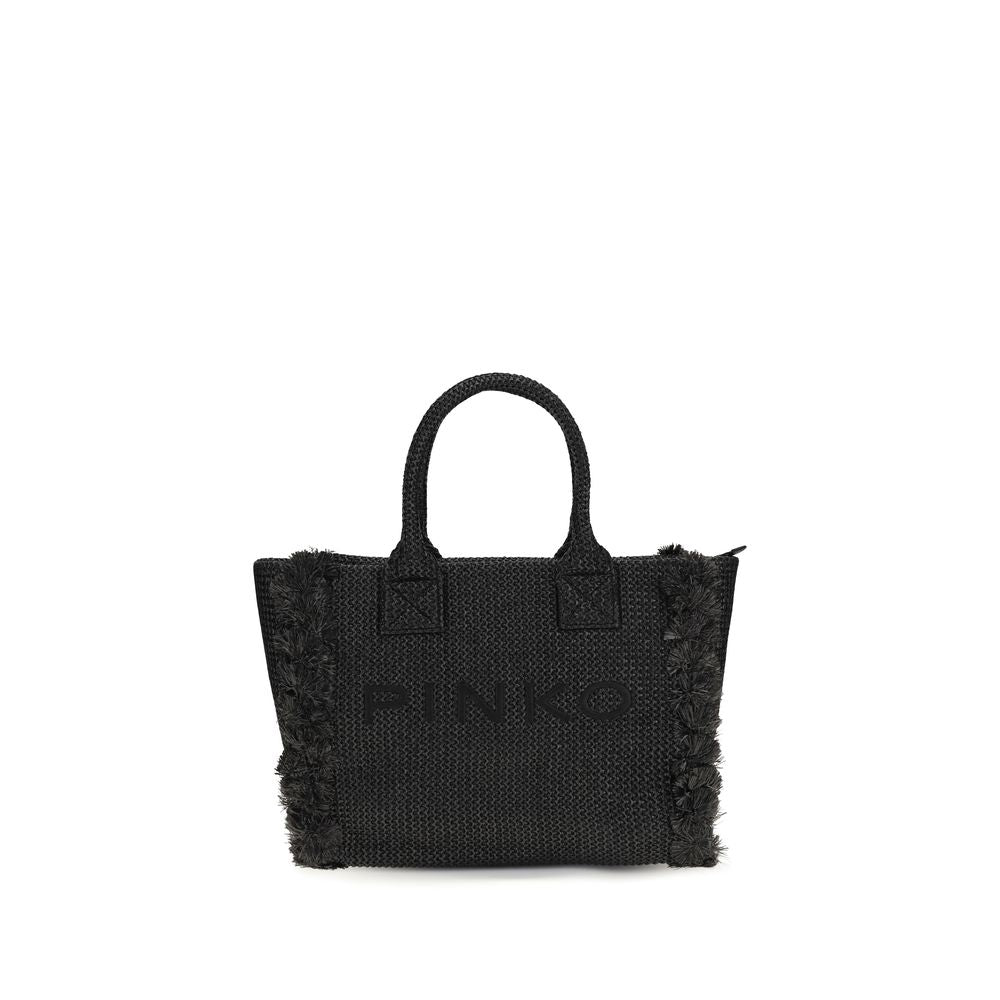 PINKO Black Raffia Shoulder Bag