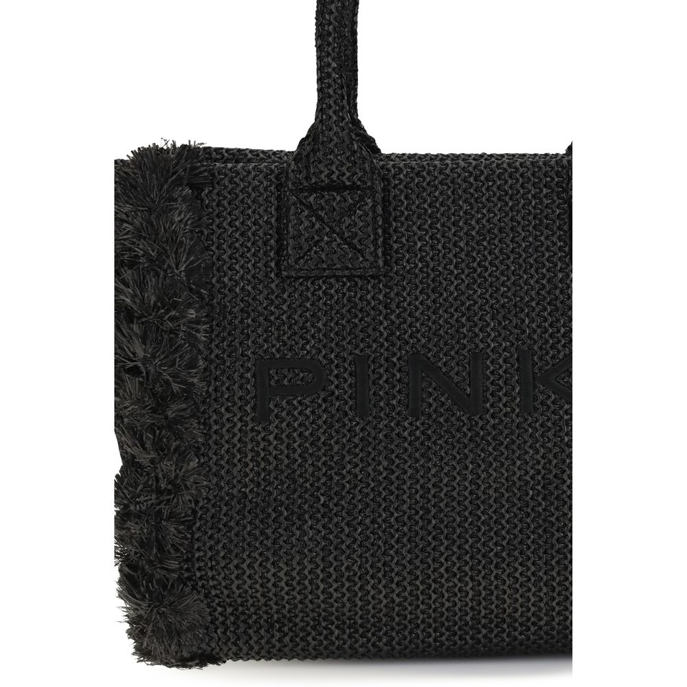 PINKO Black Raffia Shoulder Bag