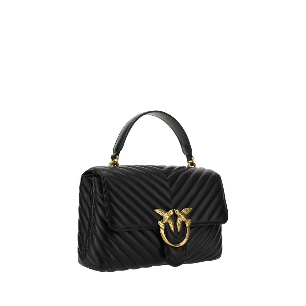 PINKO Black Calf Leather Bos Taurus Handbag